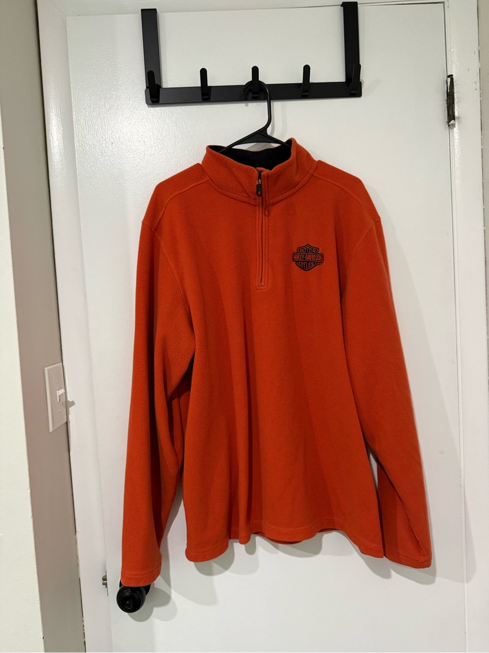Harley-Davidson Men’s Orange Half-Zip Fleece with Black Logo